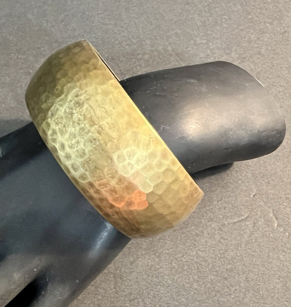 Vintage Hand Hammered Brass Cuff Bracelet Wide Artisan Boho Statement